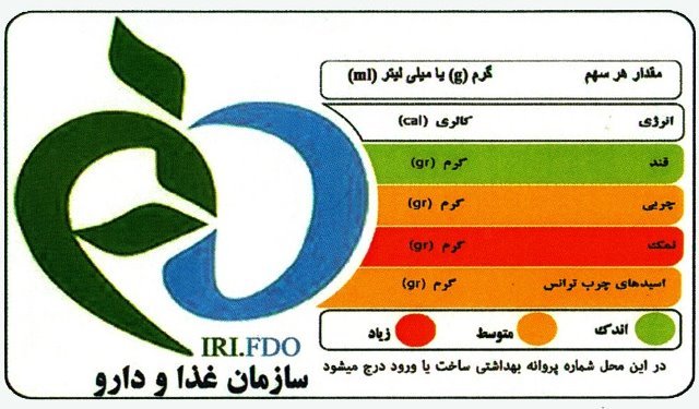 ایران تنها کشور منطقه با چراغ راهنمای تغذیه‌ای در فرآورده‌های غذایی